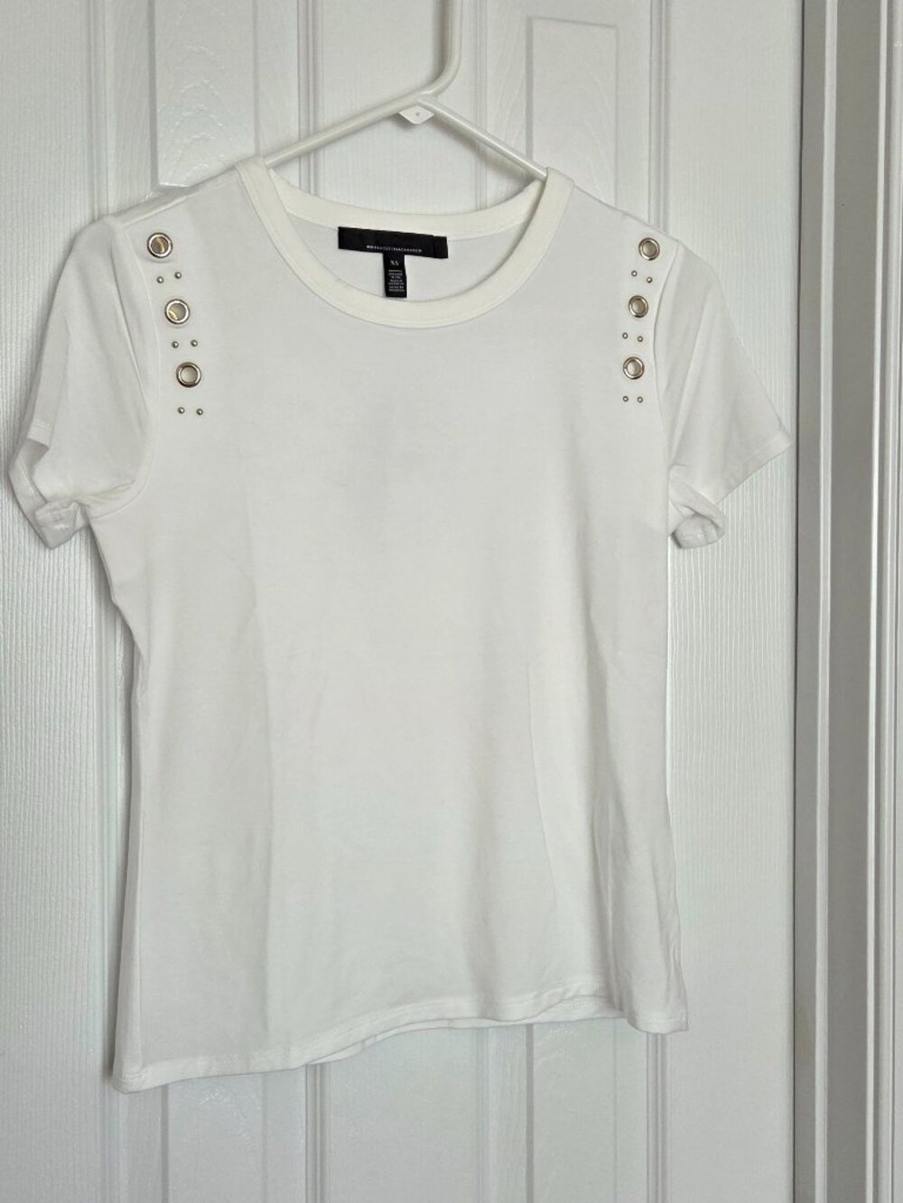 WHBM White Grommet Tee, Size XS